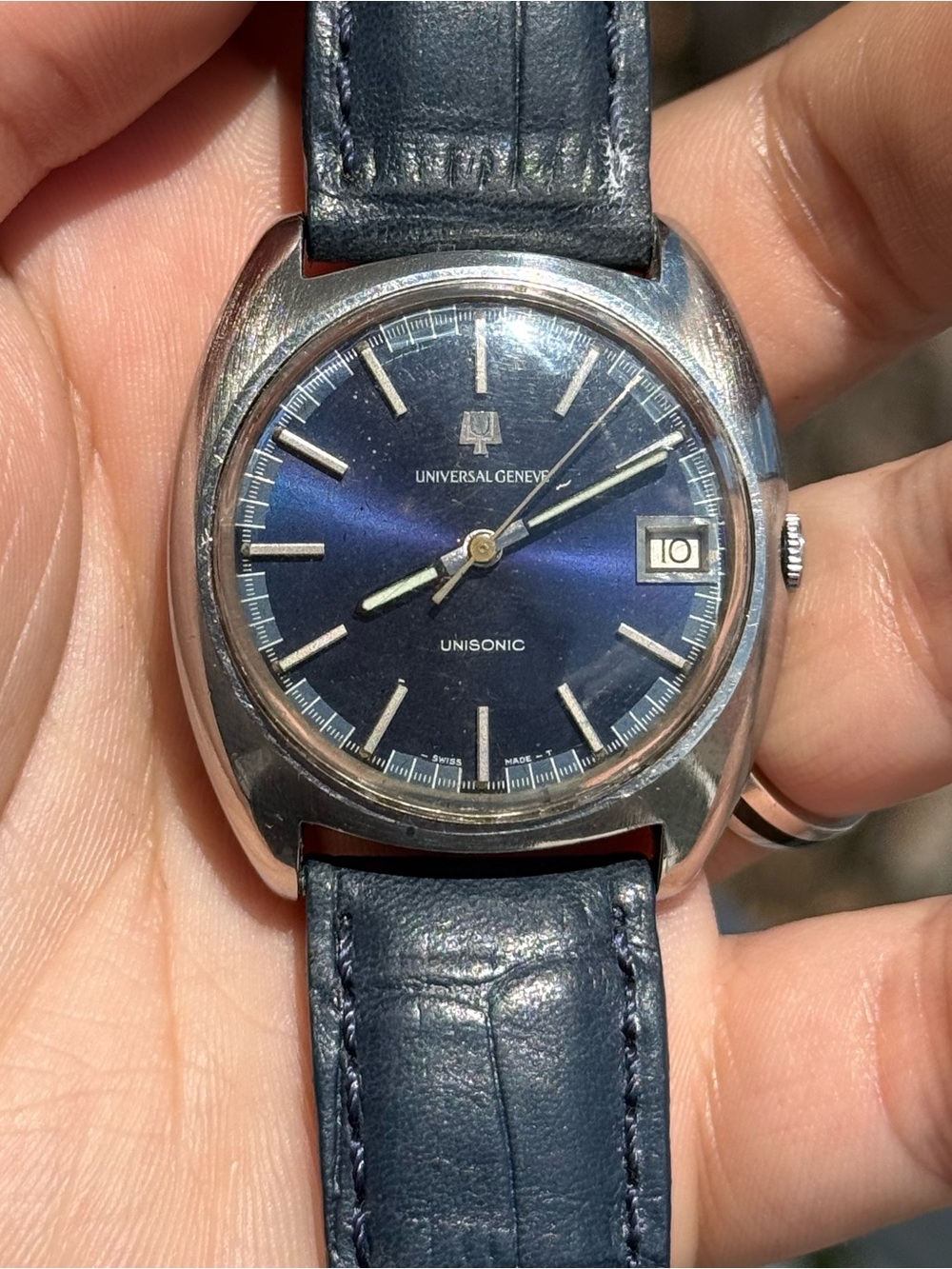 1960’s Universal Genève Unisonic Réf : 852101 Blue Dial  For parts or Repair
